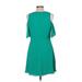 Banana Republic Factory Store Casual Dress - A-Line Crew Neck 3/4 sleeves: Green Print Dresses - Women's Size 10 Petite