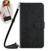 Dteck Crossbody Wallet Phone Case for OnePlus 9R PU Leather Butterfly Embossed Magnetic Folio Flip Stand Cover with Shoulder Strap Lanyard Wristlet Black