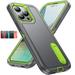 K-Lion for iPhone 12 Pro / 12 6.1 Case with Invisible Kickstand Heavy Duty Shockproof Hybrid Rugged Slim Matte Case Non-Slip Military Grade Drop Protection Phone Cover Gray+Green