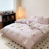 Kawaii Sanrios Bedding 4-Piece Set Cute Kuromi Cinnamoroll Baku Bed Sheet Quilt Cover for Kids Bedroom Living Room Bedding Set