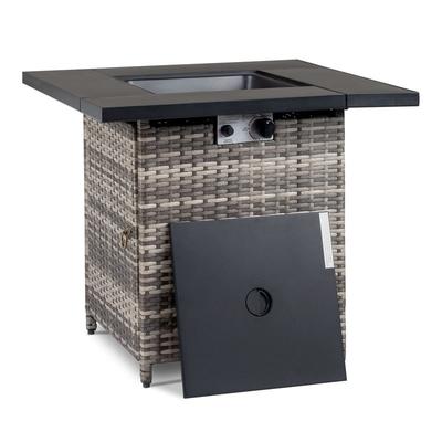 50,000 BTU 28 inch Outdoor Fire Pit Table Rattan - 28"x28"x24.8" WDH
