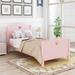 Twin Size Wood Platform Bed w/Headboard & Wood Slat Support, Pink