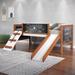 Kids Beds Twin Loft Bed with Ladder, Slide & Blackboards