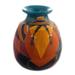 Novica Handmade Andean Braids In Blue Ceramic Decorative Vase