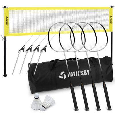 Patiassy Professional Portable Badminton Net Set with Rackets