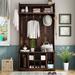 Hooks Coat Hanger, 3-in-1 Hall Tree with Shoe Storage Bench/ Storage Cabinet/ Show Rack/ Entryway Bench for Hallway