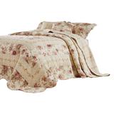 Rosle 3 Piece King Bedspread Set, Floral Print, Scalloped, Cream, Pink
