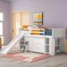 Kids Beds Low Twin Loft Bed with Cabinets, Shelves & Slide - Gray