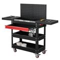 WIILAYOK 3-Tier Rolling Tool Cart with Sliding Top Metal Steel Mobile Tool Cart with Storage Drawer Utility Garage Tool Cart for Workshop Warehouse Garage