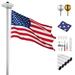 Yescom 30 Ft Upgraded Sectional Aluminum Flagpole 3 x5 US American Flag with 136 LED Solar Light US Flag Yard