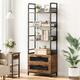 Towallmark Bookshelf with Drawers Industrial Bookcase with 4 Tiers Open Storage Shelves Rustic Bookshelves Tall Display Racks Farmhouse Bookshelf for Bedroom Living Room Home Office Brown