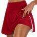 MSJUHEG Skirts For Women Red Dress Womens Casual Solid Tennis Golf Skirt Yoga Sport Active Skirt Shorts Skirt Women S Skirts Red L