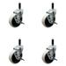 Service Caster - 4 Inch Swivel Thermoplastic Rubber Casters and 7/8 Expanding Adapter Stem and Brake - 500 lbs. Total Capacity - Set of 4