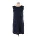 Theory Casual Dress - Shift Crew Neck Sleeveless: Blue Print Dresses - Women's Size 4