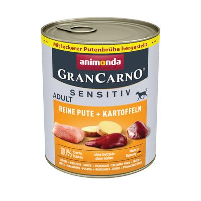 Sparpaket: 24x800g animonda GranCarno Adult Sensitive Reine Pute & Kartoffeln Hundefutter nass