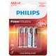 Philips LR03 AAA Alkaline Batteries Pack of 4 - Silver