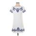 Lulus Casual Dress - A-Line Crew Neck Short sleeves: White Dresses - Women's Size X-Small