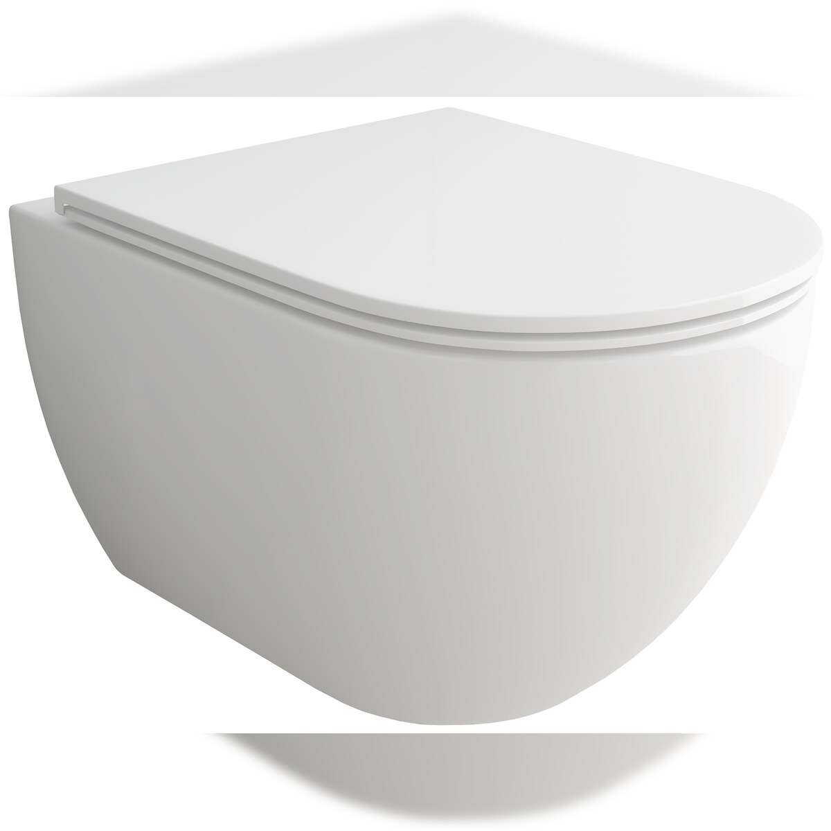 Alpenberger Toilette Spülrandlos Hänge-WC | Keramik Wand-WC mit Nanobeschichtung | Soft-Close WC Sitz | Rimless Tiefspül Klo Bad Gäste-WC Made In EU Image