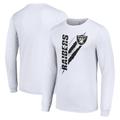 Men's Starter White Las Vegas Raiders Color Scratch Long Sleeve T-Shirt