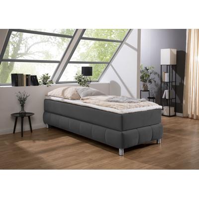 Boxspringbett ANDAS "Salo", grau (anthrazit), B:96cm L:206cm, Komplettbetten, Boxspringbett, Ohne Kopfteil, inkl. Topper, auch in Überlänge 220 cm Image