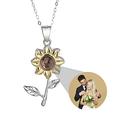Jinlinjew Sunflower Necklace Personalized Photo Projection Necklace 925 Sterling Silver I Love You Necklace 100 Languages Women Jewelry Gifts