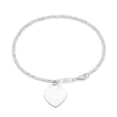 Giorgio Martello Milano Armband Kugelkette diamantiert mit Anhänger Herz, Silber 925 Damen Image
