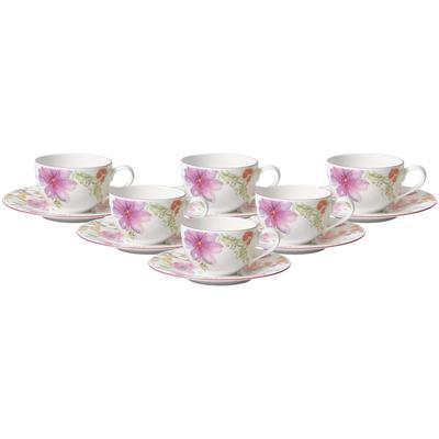Villeroy & Boch Mariefleur Basic Kaffeetassen mit Untertassen 6er Set bunt Image