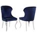 Rosdorf Park Cian Velvet Wing Back Side Chair Dining Chair Wood/Upholstered/Velvet in Blue | 36.75 H x 24.5 W x 21.5 D in | Wayfair