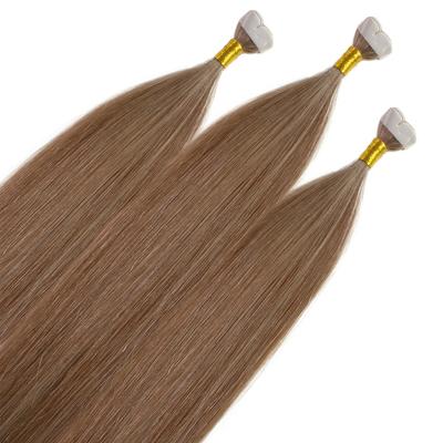 hair2heart - Mini Tape Extensions Premium Echthaar #8/01 Hellblond Natur-Asch Haarextensions Hellbraun Damen