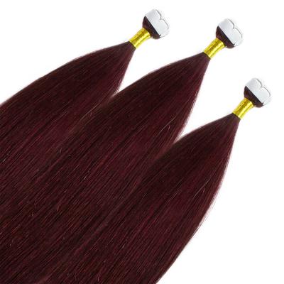 hair2heart - Mini Tape Extensions Premium Echthaar #55/66 Hellbraun Intensiv Violett-Intensiv Haarextensions Schwarz Damen