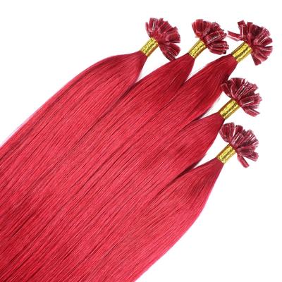 hair2heart - Bonding Extensions Premium Echthaar #0/44 Rot-Intensiv 0,8g Haarextensions 25 ct Pink Damen