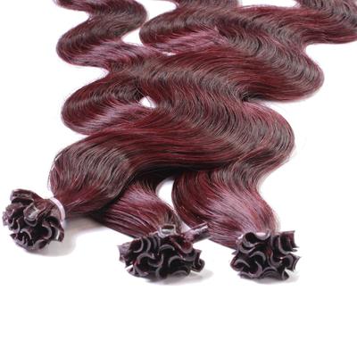 hair2heart - Bonding Extensions Echthaar #55/66 Hellbraun Intensiv Violett-Intensiv 0.5g Haarextensions 25 ct Schwarz Damen