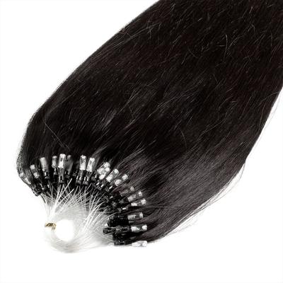 hair2heart - Microring Extensions Premium Echthaar #4/0 Mittelbraun 1g Haarextensions 25 ct Schwarz Damen