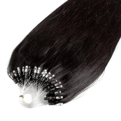 hair2heart Microring Extensions Premium Echthaar #4/0 Mittelbraun 1g 40cm Schwarz Damen