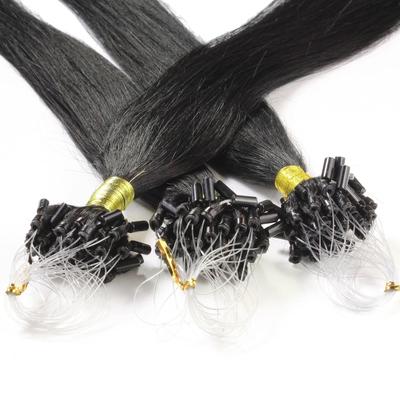hair2heart Microring Extensions Echthaar #2/0 Schwarz 1g 60cm Damen