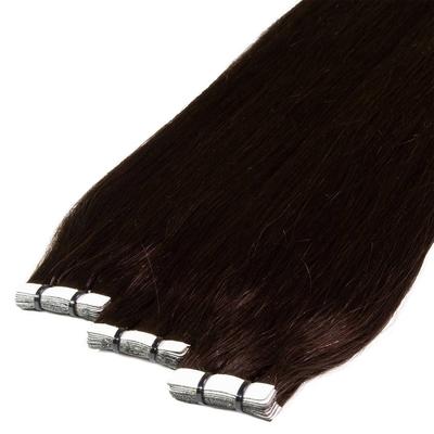 hair2heart Tape Extensions Premium Echthaar #5/0 mittelbraun 50cm Schwarz Damen