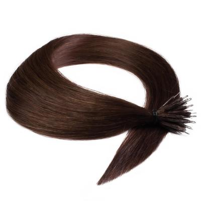 hair2heart - Nanoring Extensions Premium Echthaar #4/77 Mittelbraun Braun-Intensiv 0,8g Haarextensions 25 ct Braun Damen