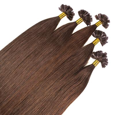 hair2heart - Bonding Extensions Premium Echthaar #6/3 Dunkelblond Gold 0,8g Haarextensions 25 ct Schwarz Damen