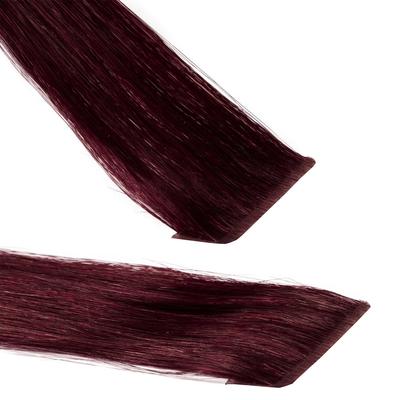 hair2heart Invisible Tape Extensions Premium Echthaar #55/66 Hellbraun Intensiv Violett-Intensiv 50cm Schwarz Damen