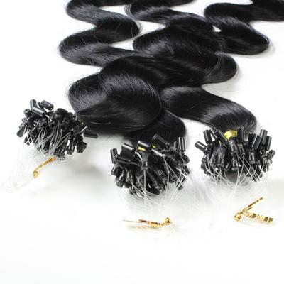 hair2heart Microring Extensions Echthaar #2/0 Schwarz 0.5g 60cm Damen