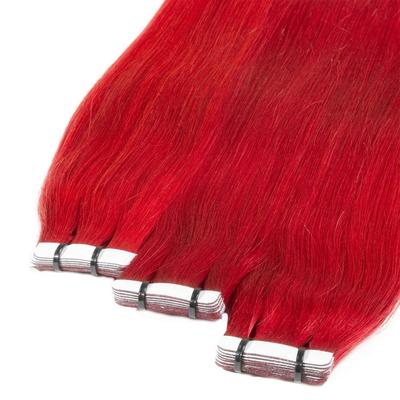 hair2heart Tape Extensions Premium Echthaar #0/44 rot intensiv 50cm Pink Damen