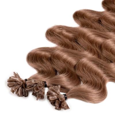 hair2heart Bonding Extensions Premium Echthaar #8/1 Hellblond Asch 0,8g 60cm Braun Damen
