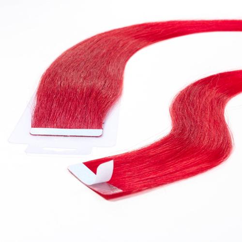 hair2heart - Tape Extensions Echthaar #0/44 Rot-Intensiv Haarextensions 10 ct Pink Damen