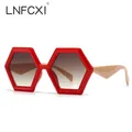 Linverser CXI-Lunettes de Soleil Rétro Polygone Carrées pour Femme Verres Tea Shades Orange