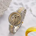 UTHAI-H30 Montre à tête de léopard pour femme diamants quartz bijoux de personnalité bracelet de