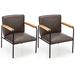 Gymax Set of 2 PU Leather Accent Chair Upholstered Modern Armchair