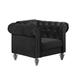 Xyla 40 Inch Modern Accent Armchair, Crystal Tufted, Jet Black Polyester