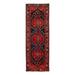 Canvello Hand Knotted Hamadan Black Runner Rug - 3'5'' X 9'9'' - Red - 9'9'' X 3'5''