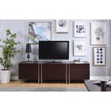 Walnut Media Console TV Stands Table w/ 2 Drawers and Glide Side Metal - 16 inches in width