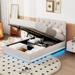 Queen/Full Size Upholstered Bed with LED Light, Modern Storage Platform Bed